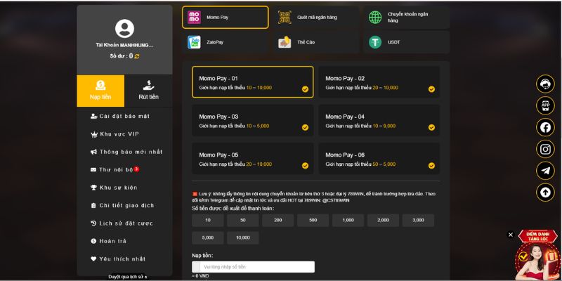 Nạp tiền 789win nhanh qua Momo và Zalo Pay Nạp tiền 789win nhanh qua Momo và Zalo Pay
